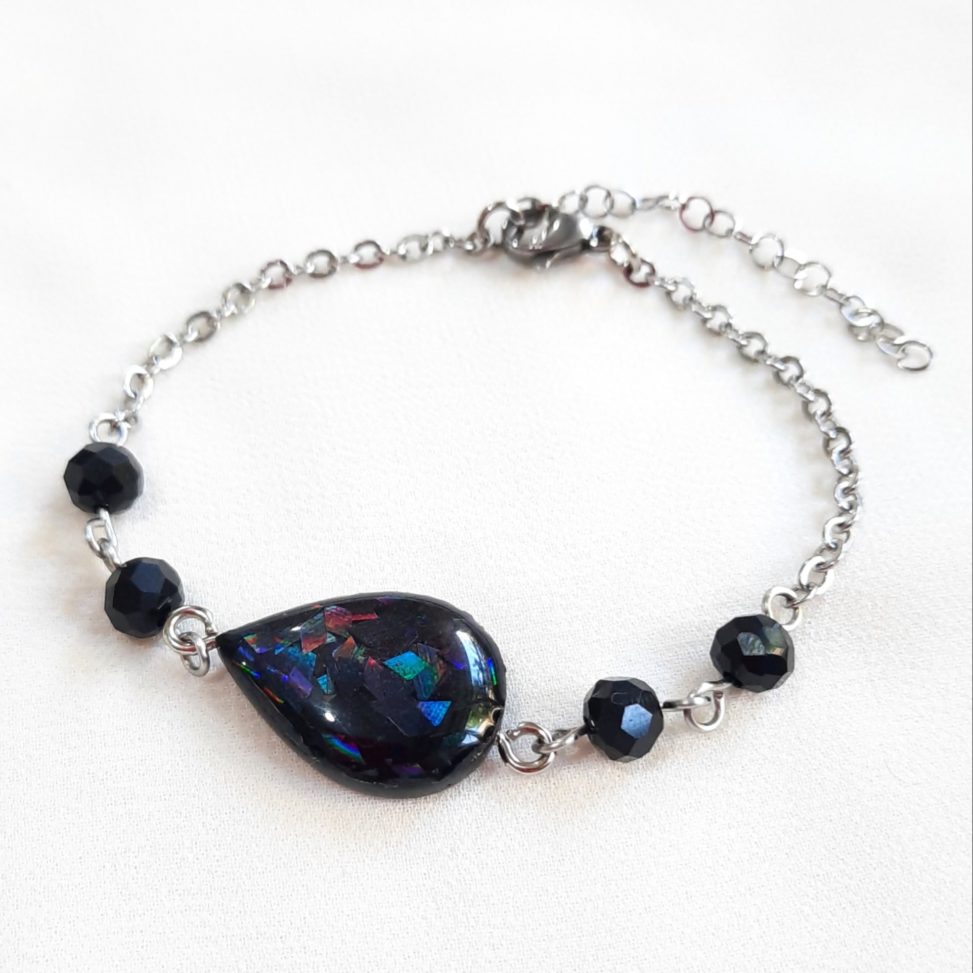 دستبند اشک هفت رنگ استیل رنگ ثابت قابل تنظیم سایز بدلیجات زیورآلات دستساز 