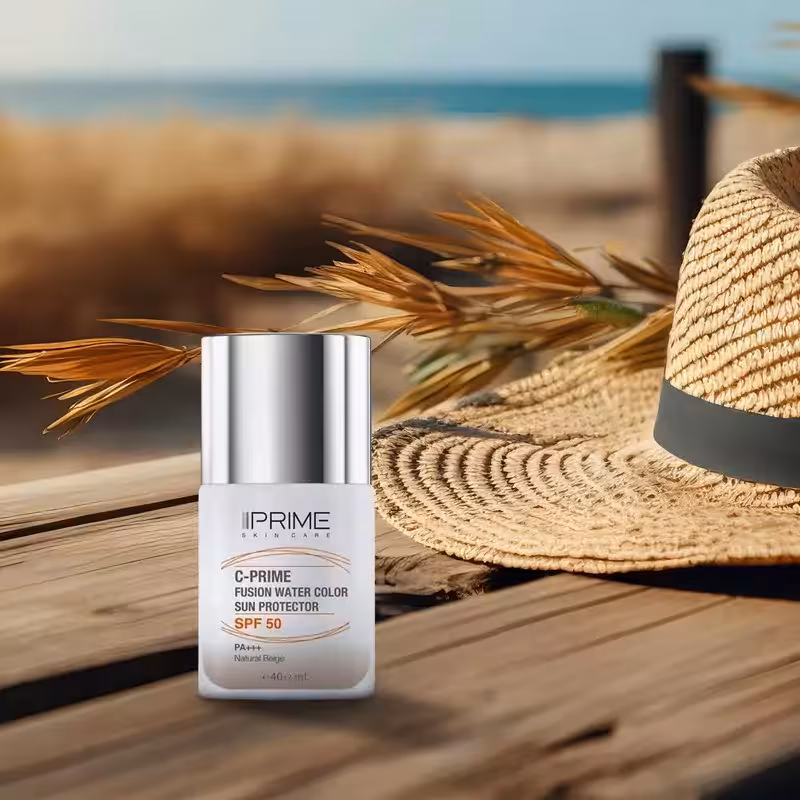 (انقضا.2028/08/24) فلوئید ضد آفتاب SPF50 پریم حاوی ویتامین C بژ طبیعی حجم 40 میلی لیتر