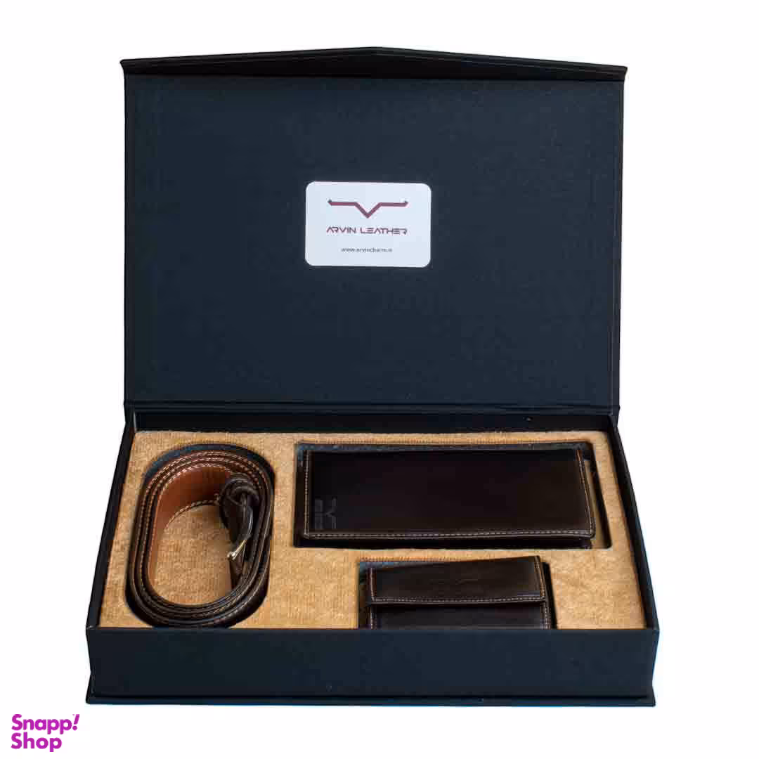 ست هدیه چرم طبیعی آروین چرم کد AR-902-F