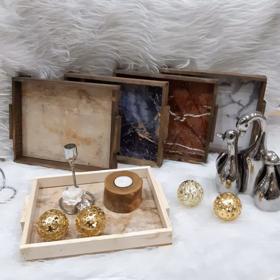 سینی چوبی کف ماربل