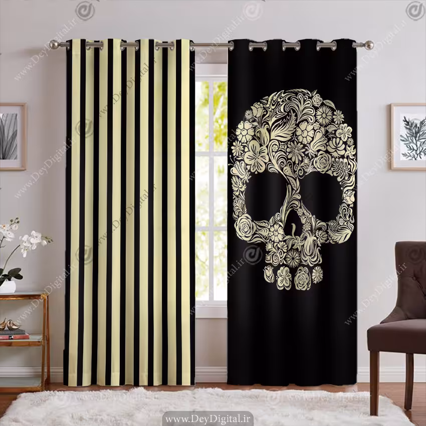 پرده اتاق جوان طرح خفن اسکلت PK-5822