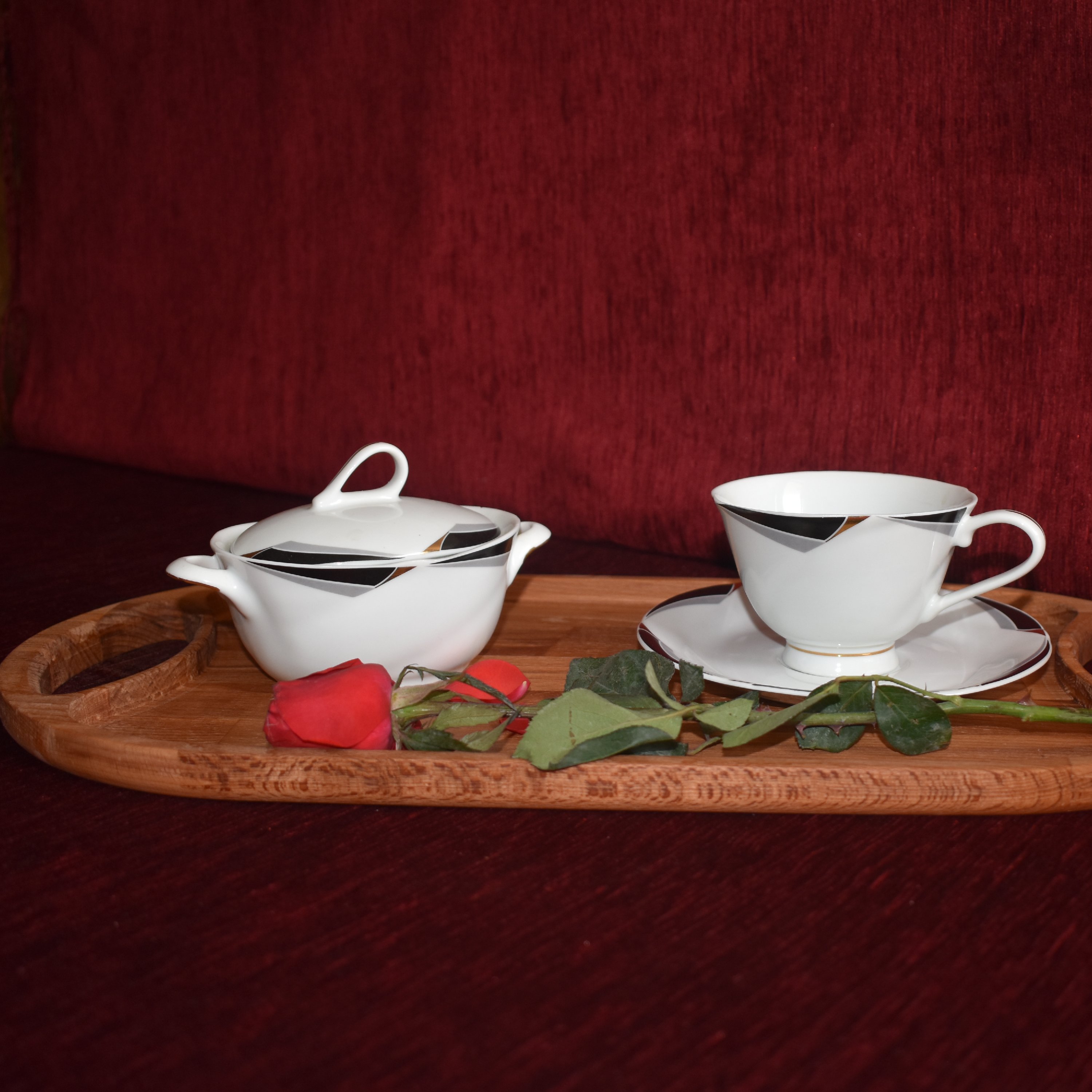سینی چوبی بیضی دسته دار چوب راش سایز 25در45