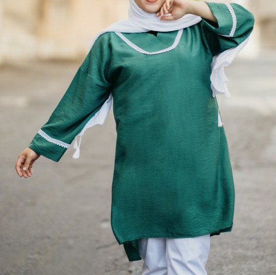 تونیک مانتویی سابز بزرگ سبز سایز 56تا 62