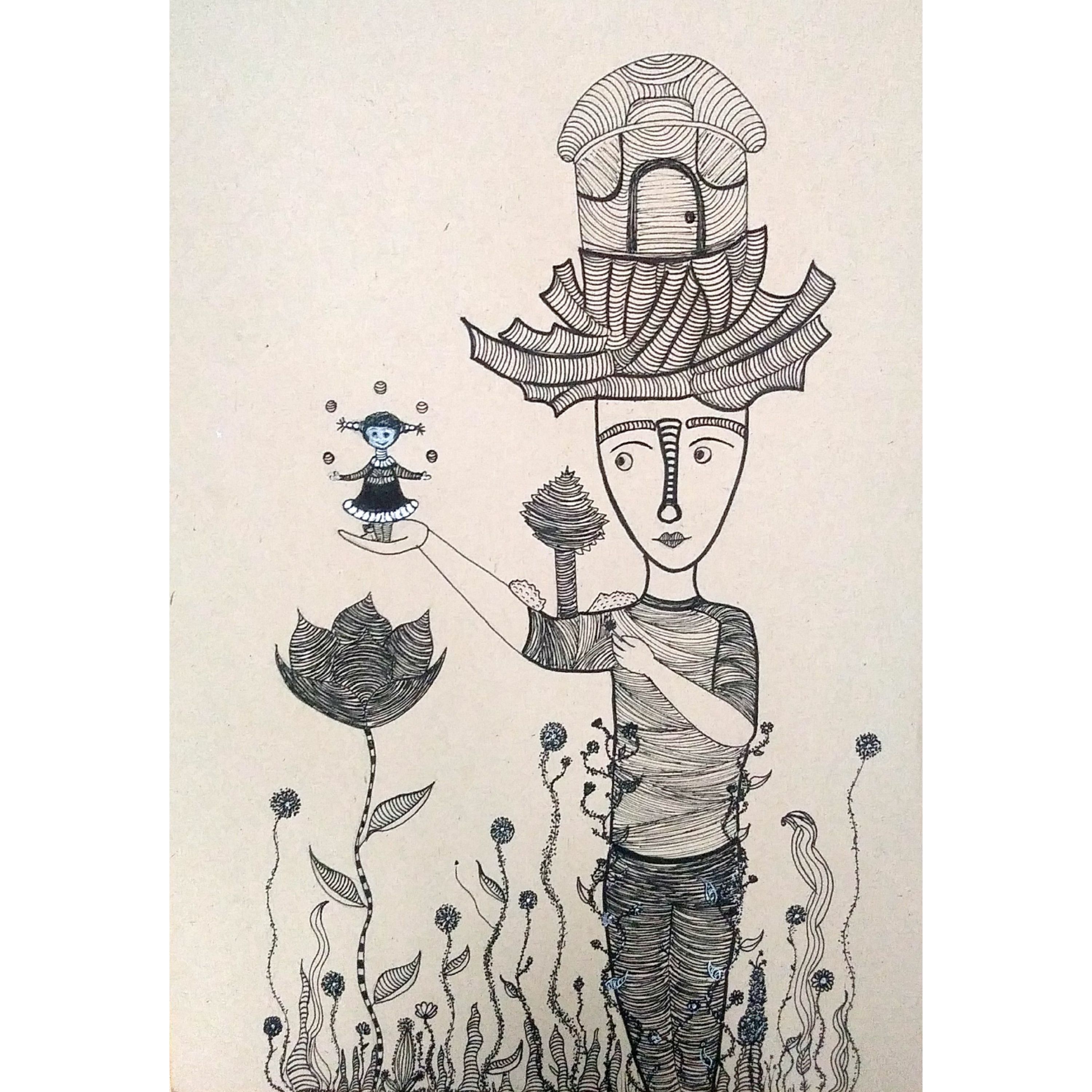 نقاشی فانتزی 10 سایز A3 طراحی با راپید و ماژیک طراحی