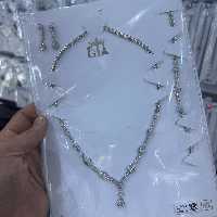 سرویس نقره جواهری اصل 925 آبکاری طلا ضدریزش نگین همراه فاکتور