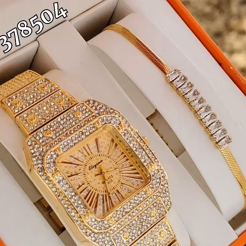 ست ساعت و دستبند استیل زنانه  و دخترانه 