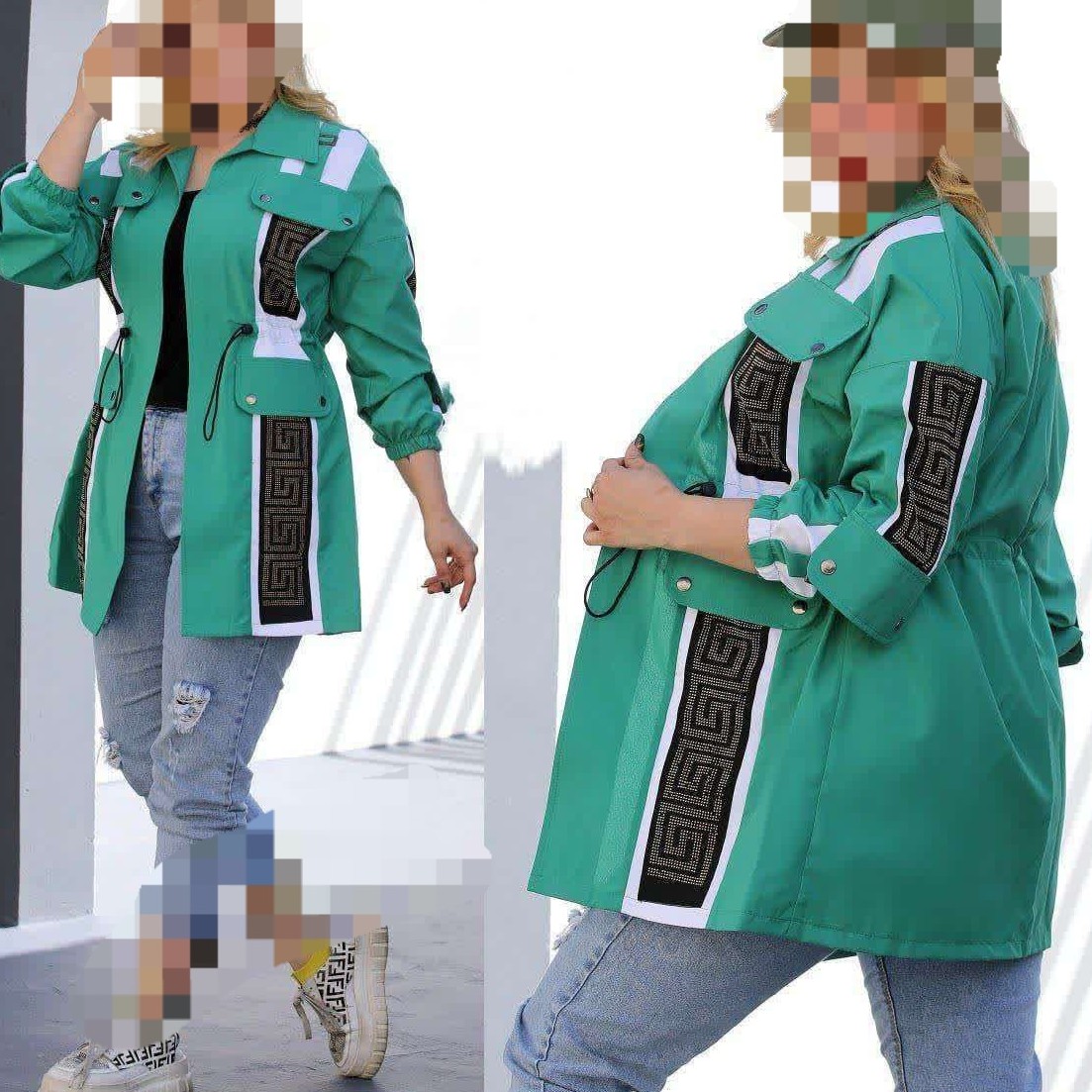 مانتو چهار جیب نما نگینی داکرون سوپر پنبه اعلا