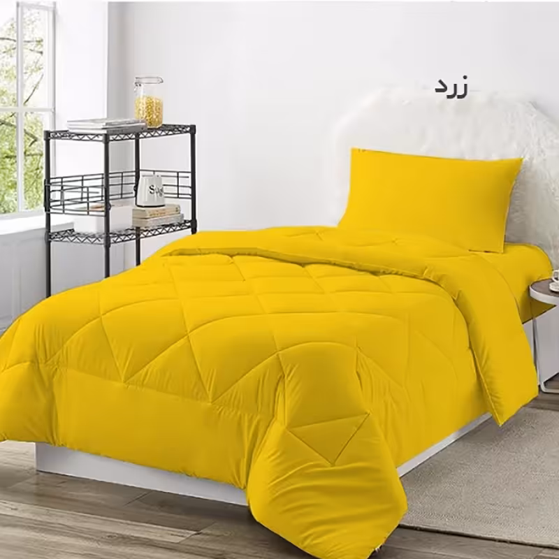 سرویس روتختی چیداری مدل تک رنگ یک نفره سه تکه رنگ زرد عرض 90