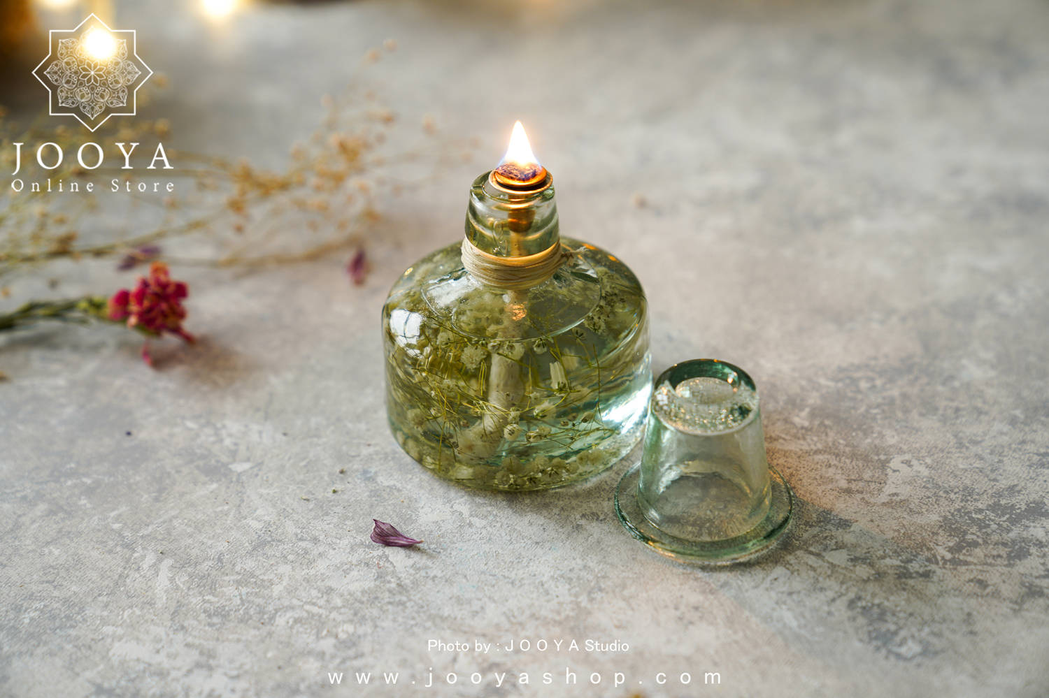 شمع شیشه‌ای گل عروس