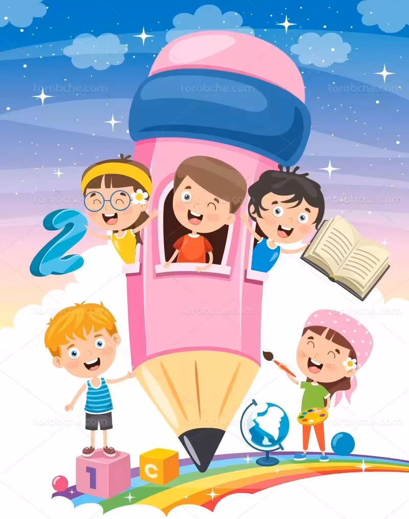 وکتور بنر مهد کودک رنگی | گرافیک با طعم تربچه