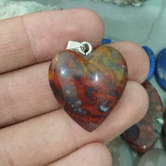 گردنبند شجر آتشین مدل قلب دوطرفه  دستساز قد 27میلیمتر پهنا 22میلیمتر 