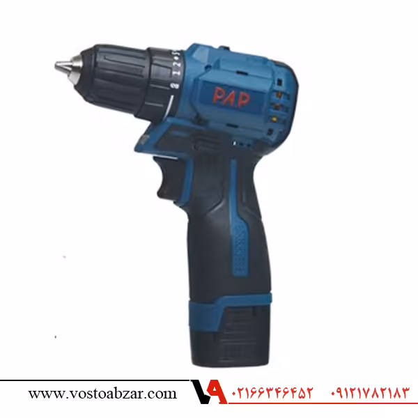 دریل پیچ گوشتی شارژی چکشی دوباتری بالوازم پی ای پی P.A.P مدل CD-1820