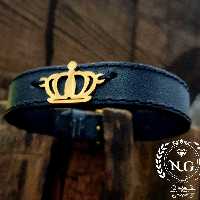 دستبند چرمی تاج لاکچری