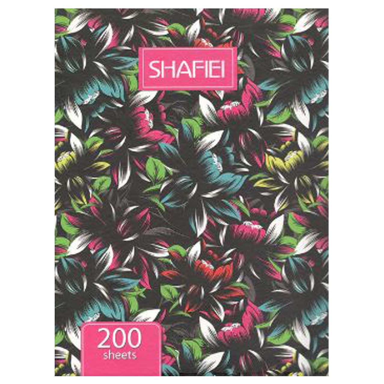 دفتر کلاسوری 200 برگ سلفون مات یووی پلاستیکی شفیعی طرح گل رنگی کد 60 (پس کرایه)