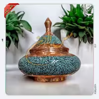 آجیل خوری - شکلات خوری مسی فیروزه کوبی - مدل سفینه ای - نانو شده - فروشگاه مس لادن زنجان