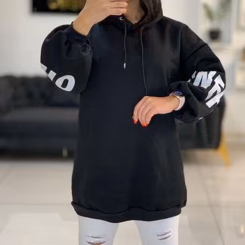 هودی دورس توکرکی مدل ORNFA تک رنگ مشکی و فری سایز تا حدود سایز 46 (قبل از سفارش از غرفه دار موجودی گرفته شود )