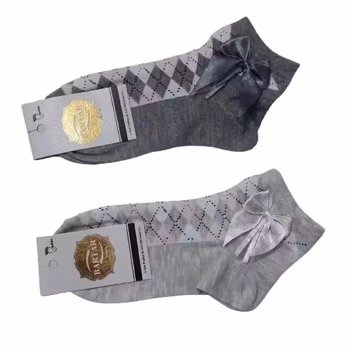 جوراب طرح چهارخانه پاپیون دار بسیار راحت و باکیفیت