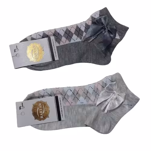 جوراب طرح چهارخانه پاپیون دار بسیار راحت و باکیفیت