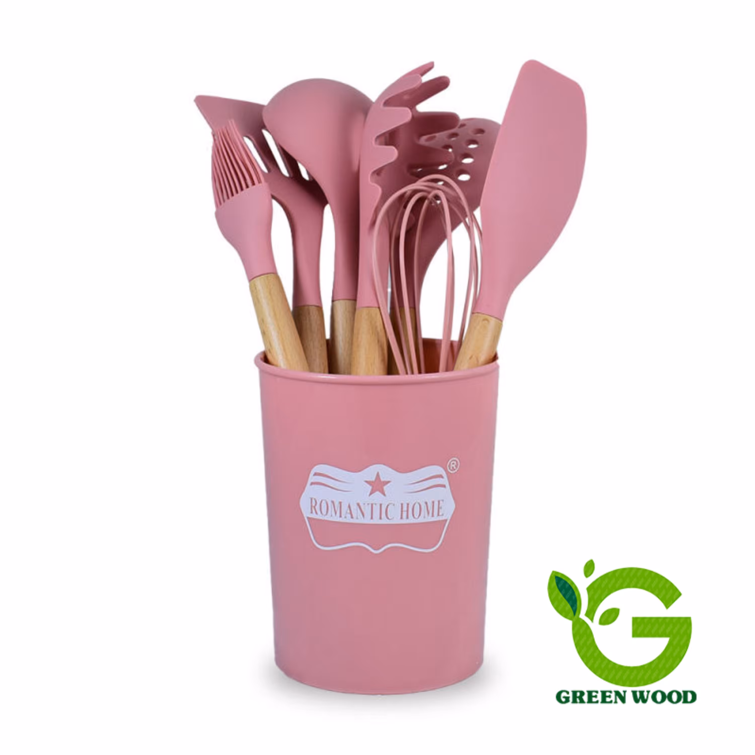 سرویس کفگیر و ملاقه 8 پارچه سیلیکونی رومانتیک هوم مدل   مدل Pink کدGw 40102015