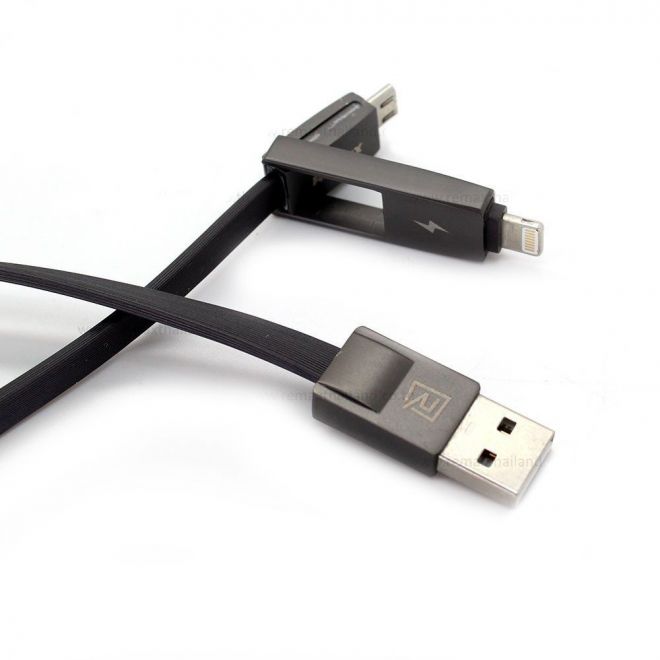 کابل تبديل USB به microUSB و لايتنينگ ريمکس مدل Strive RC-042t