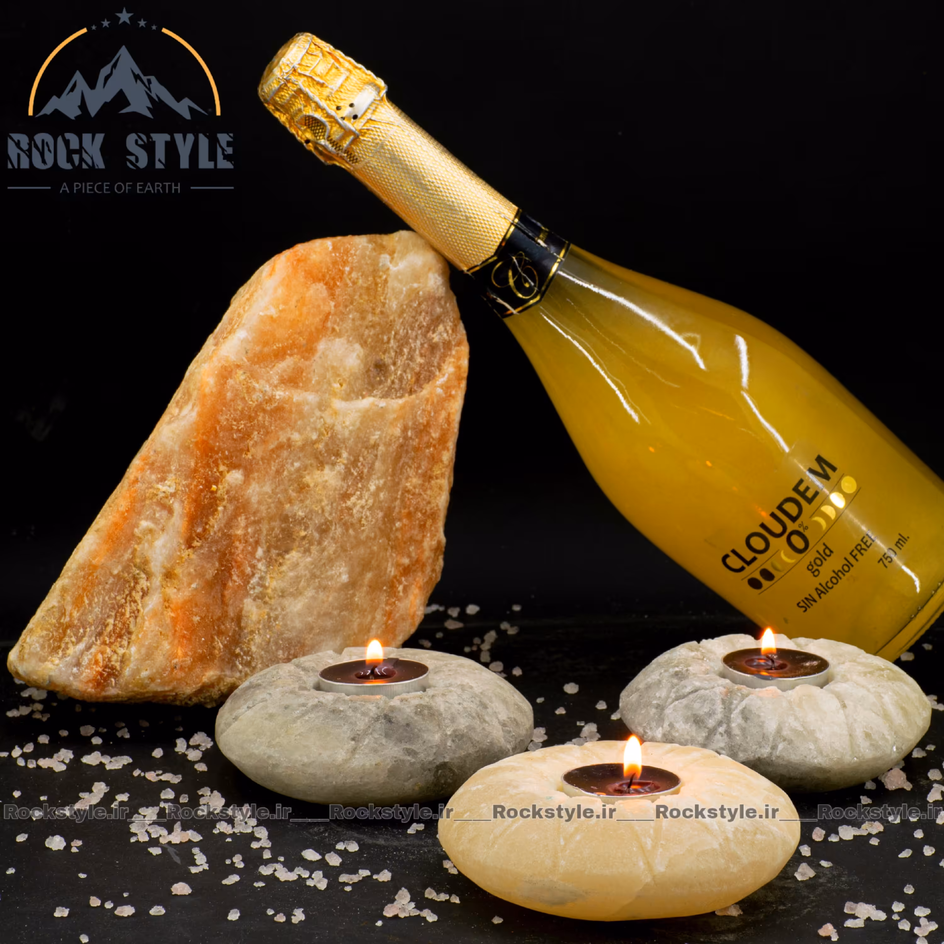 شمعدان سنگ نمک سفینه دکوراتیو (جاشمعی) - 1 عدد