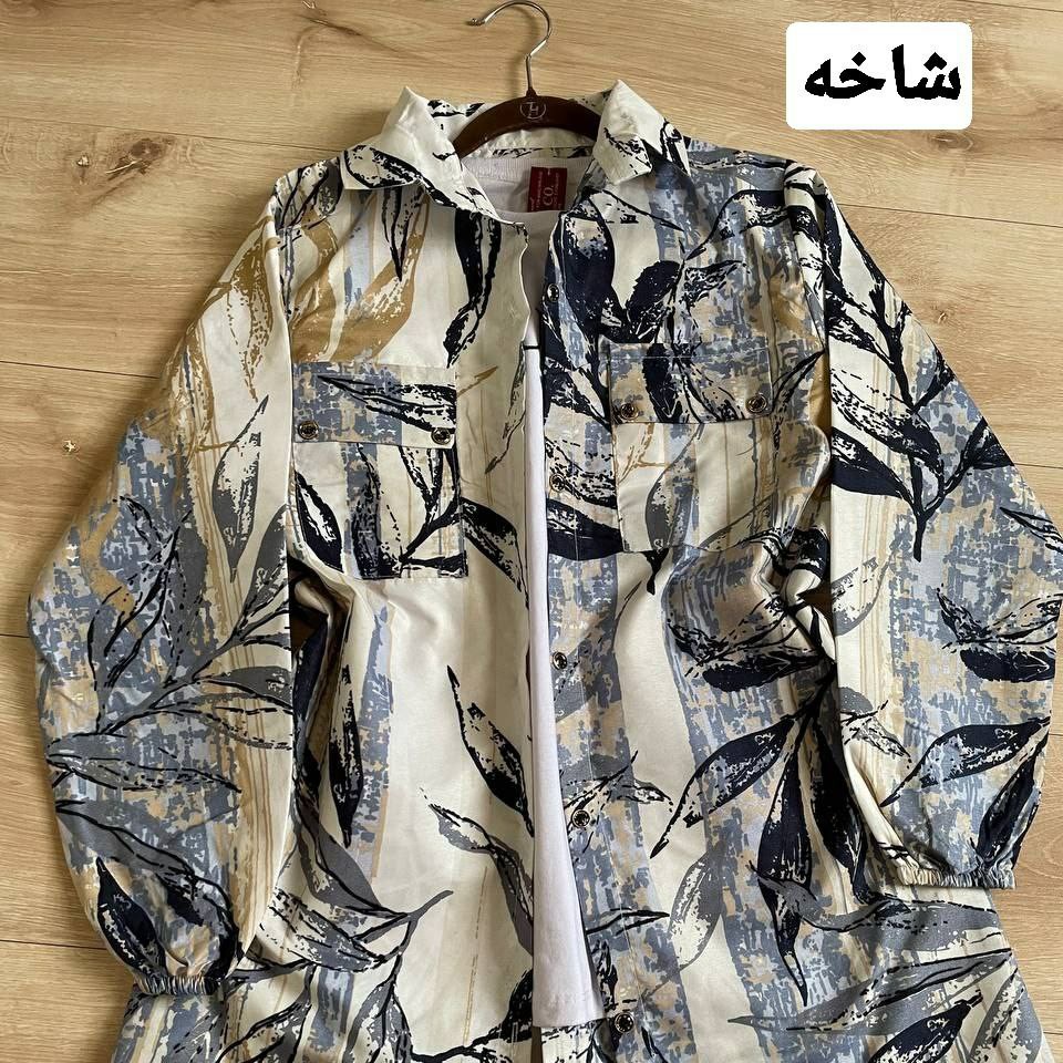 مانتو ماربل جنس پویلین نخی سایز38تا46قد85طرح شاخه