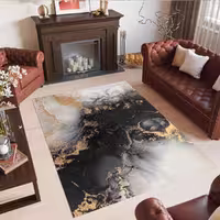 فرشینه طرح سنگ اسلب مشکی طلایی BAs-9179