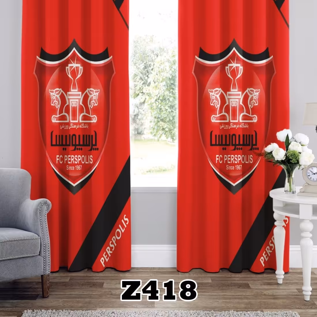 یک عدد پنل پرده اماده طرح پرسپولیس  z418