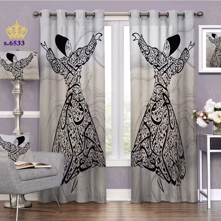 پرده پذیرایی دو قواره پانچ طرح رقص سنتی کد S6533