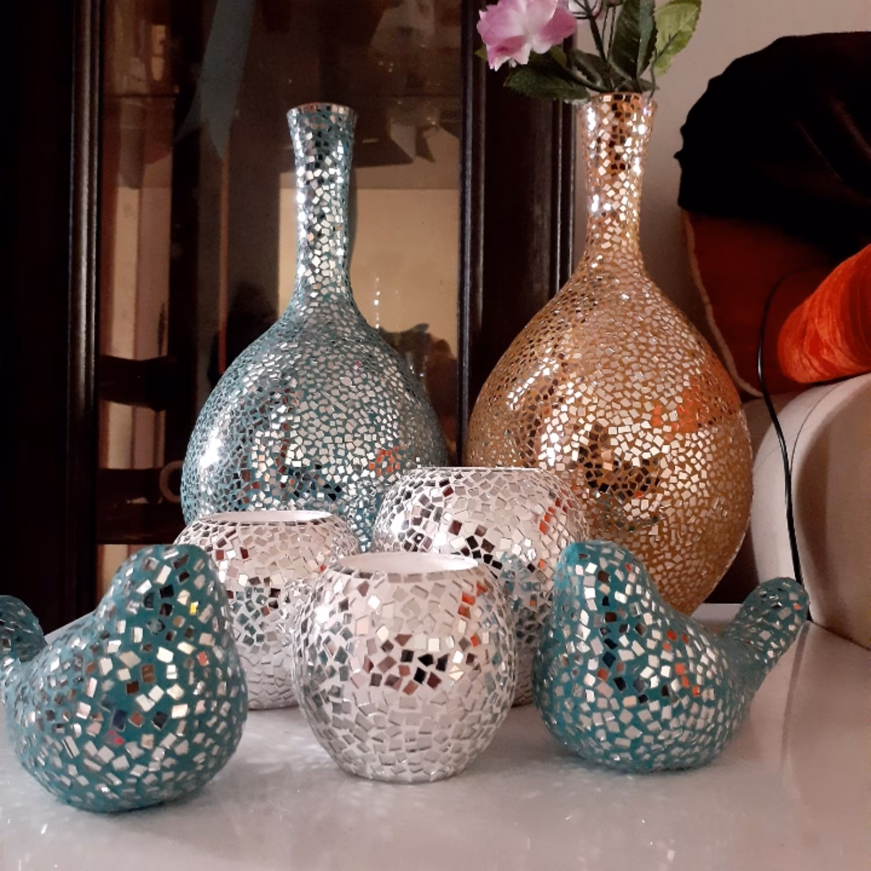 مرغ امین اینه کاری سفالی صنایع دستی 