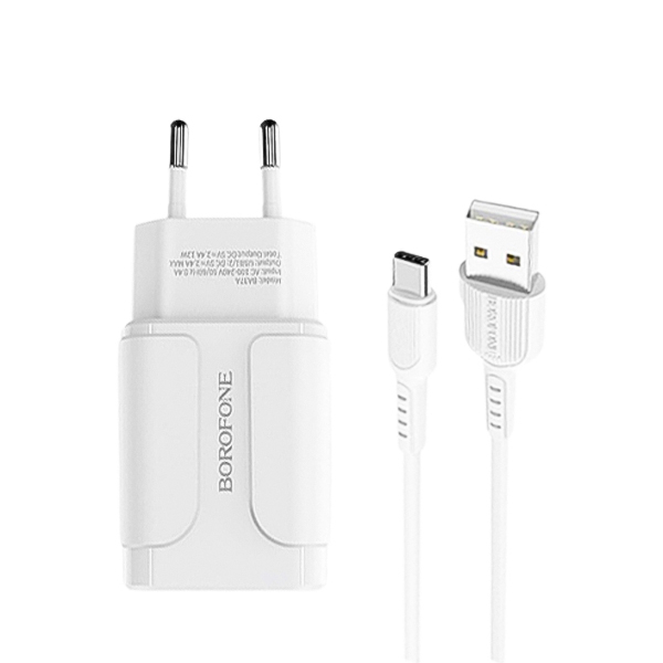 شارژر دیواری بروفون مدل BA37 A به همراه کابل Type-c