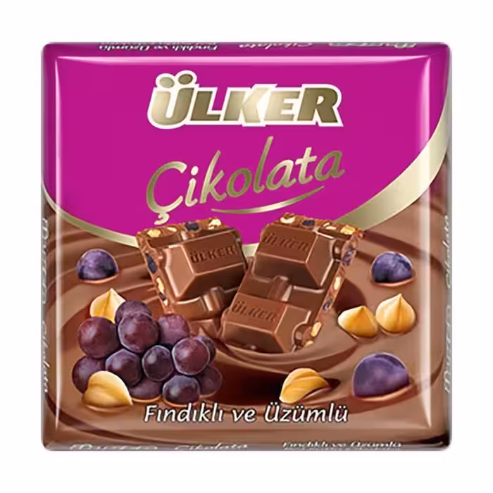 بسته 6 عددی شکلات تخته ای با طعم فندق و انگور اولکر 390 گرم Ulker