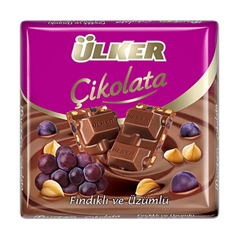 بسته 6 عددی شکلات تخته ای با طعم فندق و انگور اولکر 390 گرم Ulker