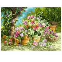 کد 25021 - نخ و نقشه کامپیوتری تابلو فرش عرشیان طرح گل و سبد گل