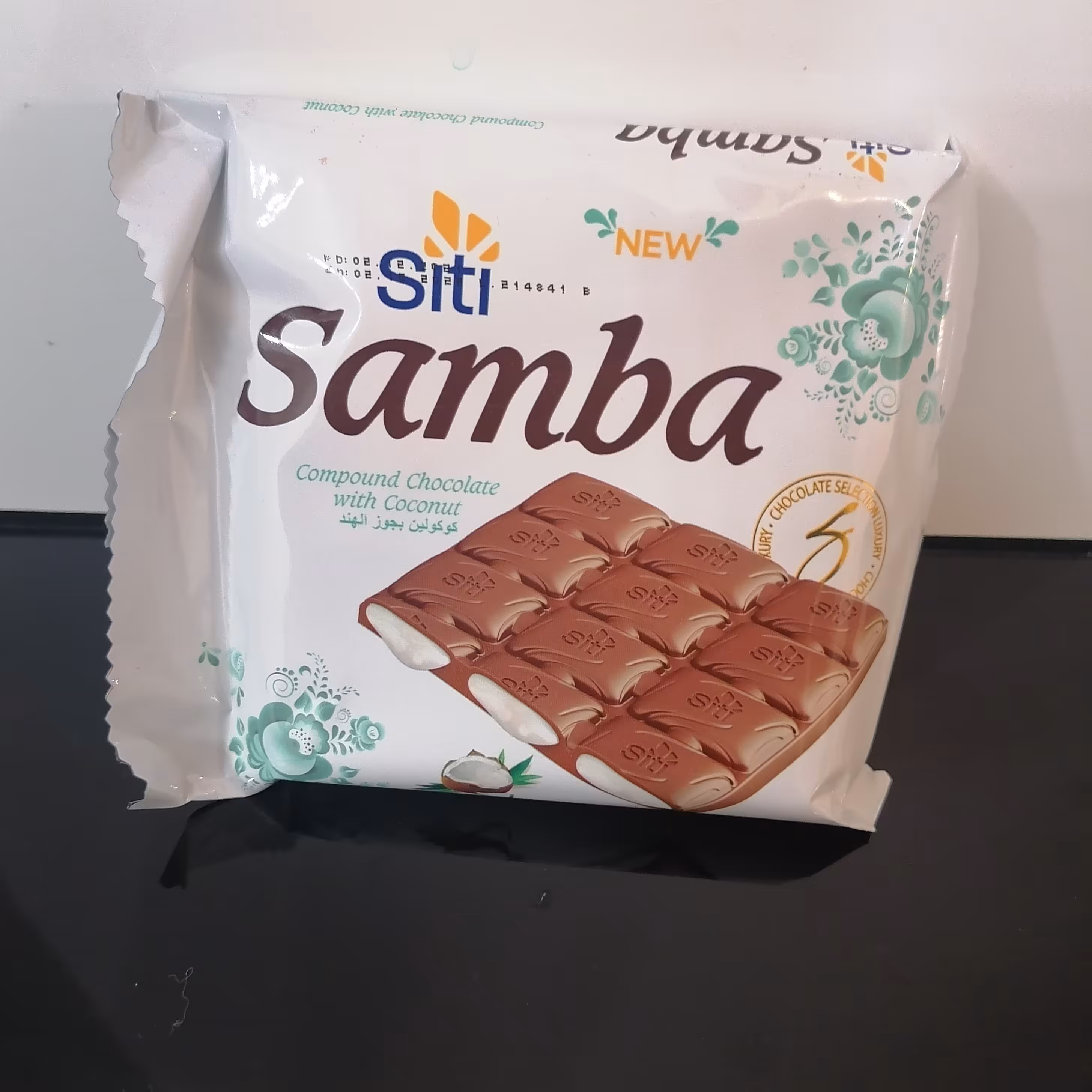 شکلات کاکائویی samba با طعم نارگیل 60 گرمی