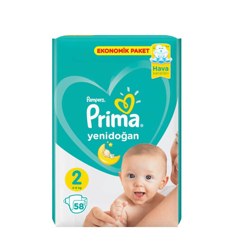 پوشک پریما پمپرز ترک سایز دو 58 عددی pampers prima