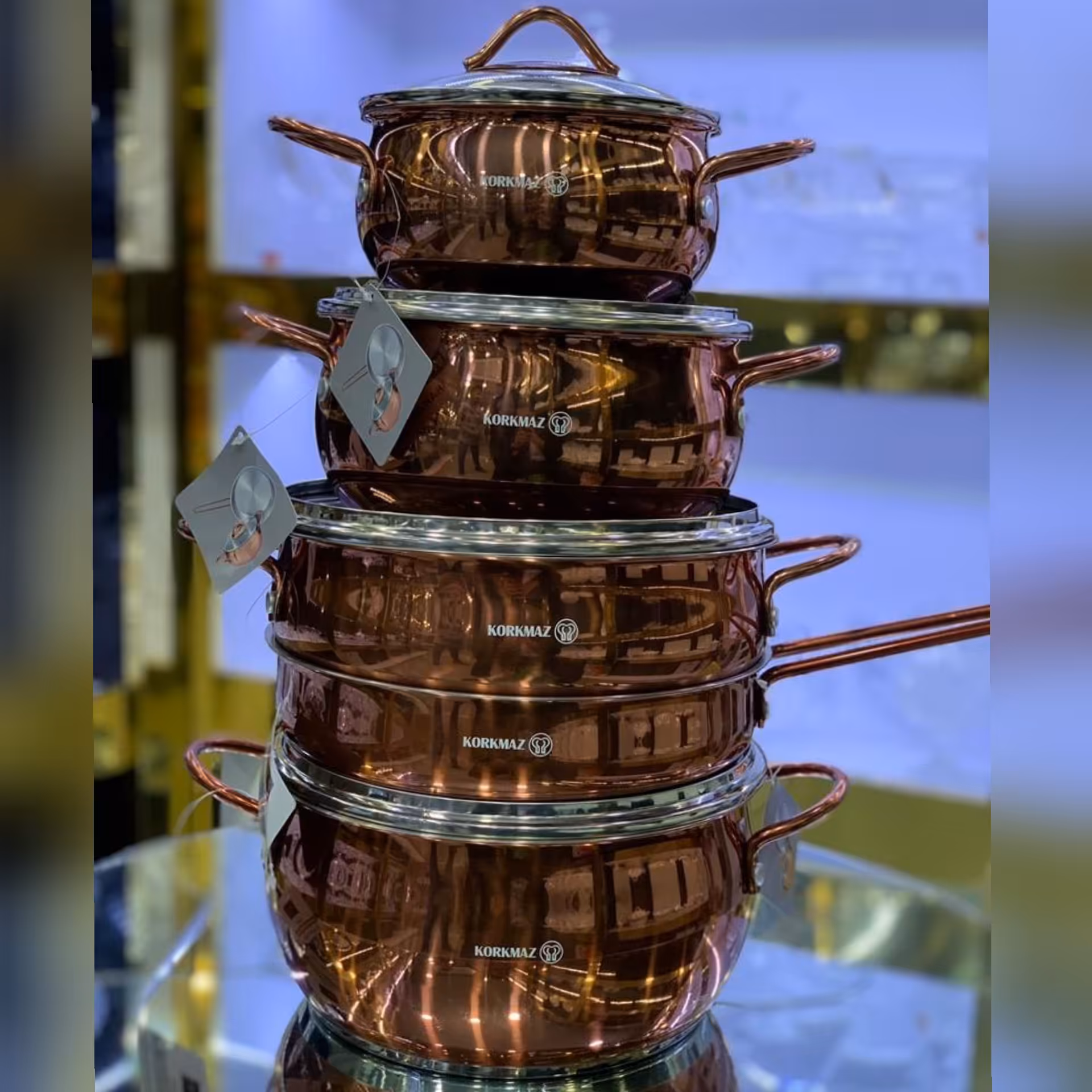 سرویس قابلمه استیل کرکماز رنگ مسی