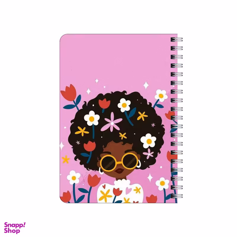 دفترچه یادداشت بامبیلیپ مدل چوبی طرح دختر عینکی در میان گل ها کد 1610598