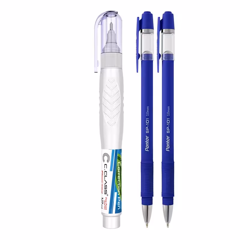 خرید لاک غلط گیر سی کلاس قلمی به همراه 2 عدد خودکار پنتر آبی SP-101