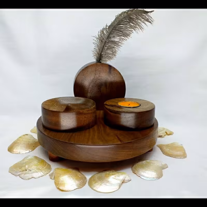 استند چوبی شمع،عود،گل