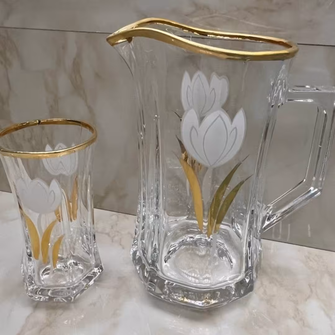 پارچ ولیوان لب طلا تراش خورده مدل فیوژن