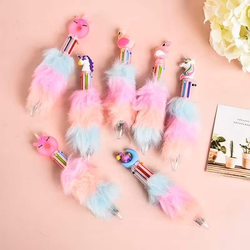 خودکار 6 رنگ فانتزی خز دار