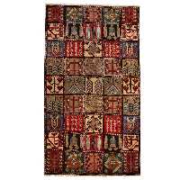 فرش دستباف قدیمی سه ونیم متری مدل بختیاری طرح خشتی کد 4101107(فروش چکی 6 ماهه با کد تخفیف farshgereh)