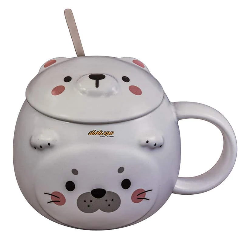 ماگ فانتزی سفید طرح برجسته خرس قطبی