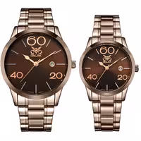 ست ساعت مچی عقربه ای زنانه و مردانه اوبلاک مدل 72710 رنگ کافی صفحه کافی