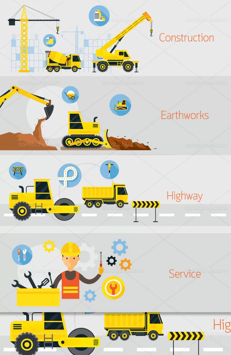 وکتور فلت راه سازی | گرافیک با طعم تربچه