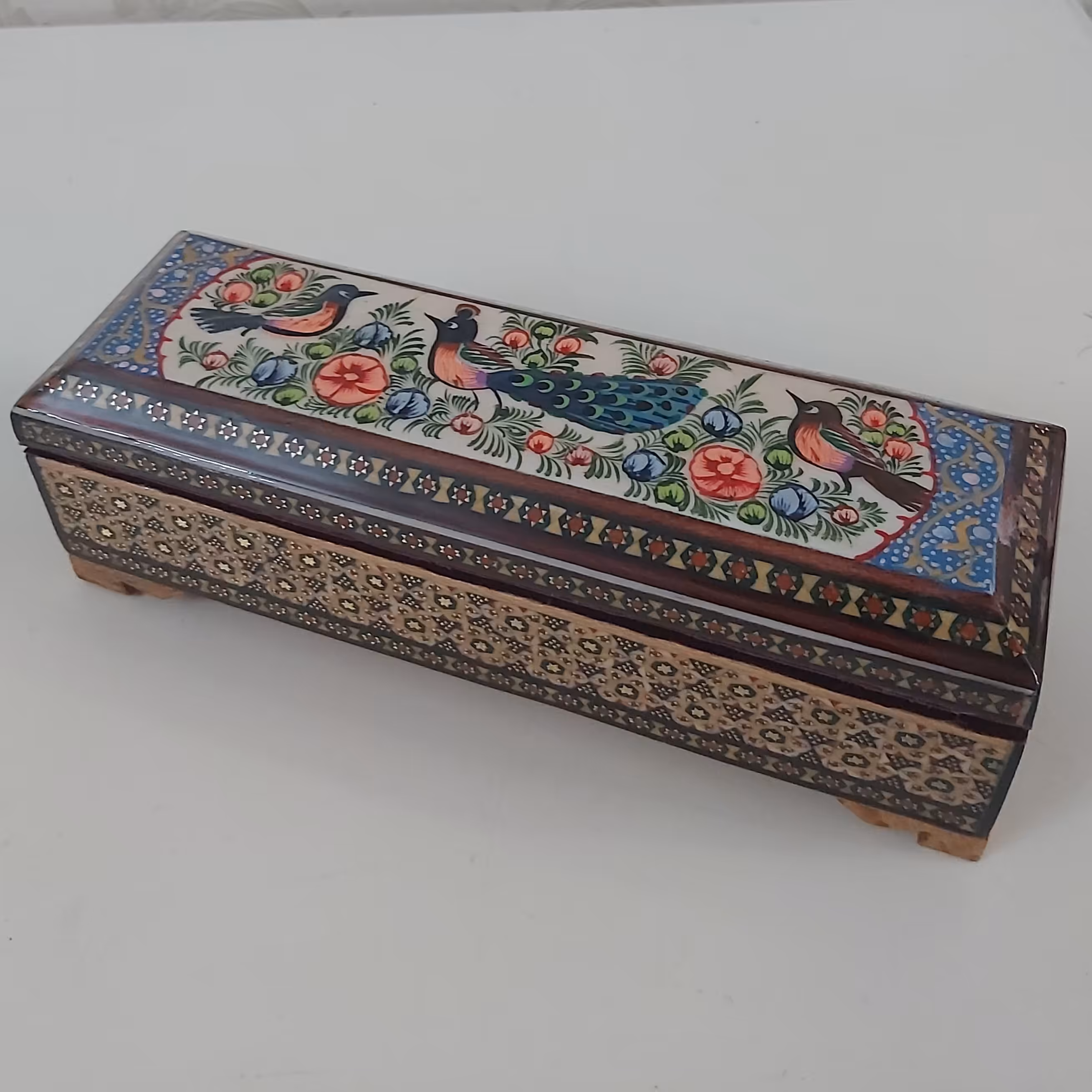 جاساعتی یا دستبندی خاتمکاری طرح گل و مرغ و تذهیب