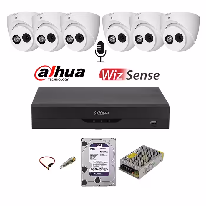 پکیج دوربین مدار بسته 6 دوربین حرفه ای میکروفون دار کد 23