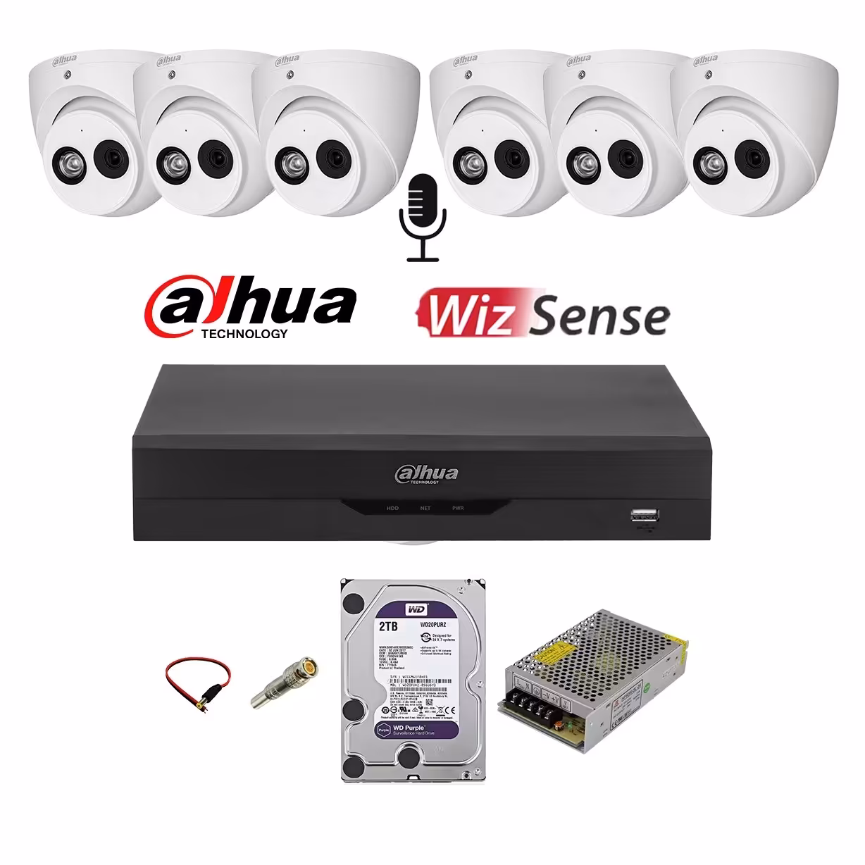 پکیج دوربین مدار بسته 6 دوربین حرفه ای میکروفون دار کد 23