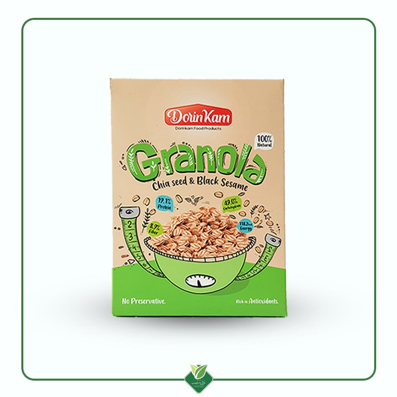 گرانولا حاوی دانه چیا و کنجد سیاه (رژیمی) درین کام 300 گرم